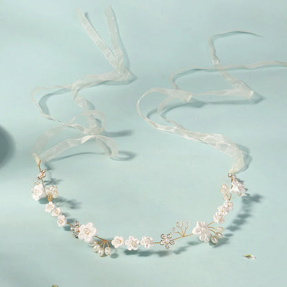Handmade Crystal Pearl Flower Tiara for Women and Girls - Elegant Bohemian Wedding Hair Accessory