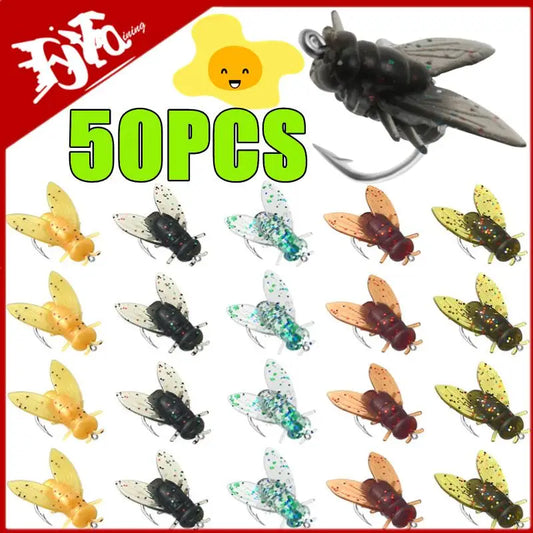 New 50-10PCS Mini Bionic Fly Fishing Bait For Salmon Trout