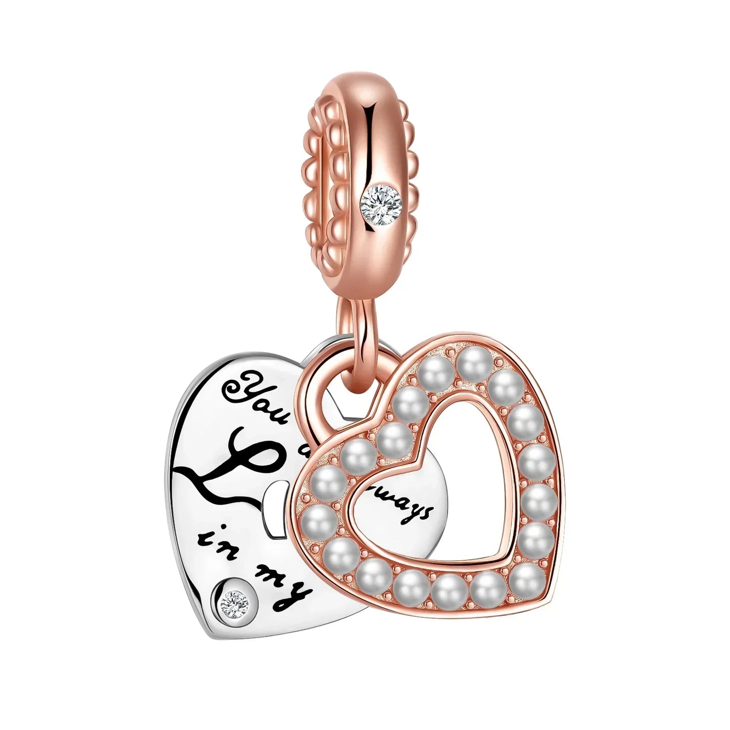 Sparkling Birthstone Heart Charm 925 Sterling Silver Pendant Bead for Mom DIY Jewelry Gift