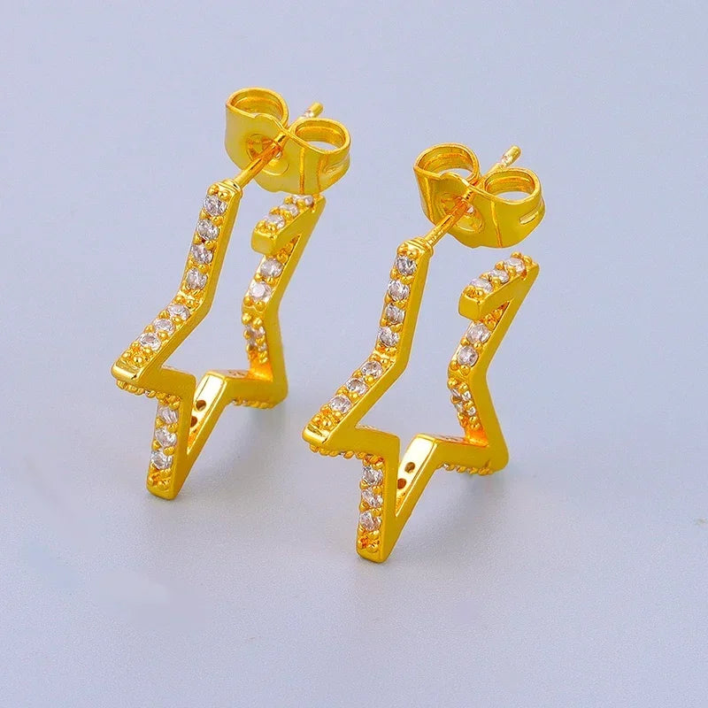 Crmya Gold-Color Cubic Zirconia Hoop Earrings Set for Women Fashion Jewelry 2023