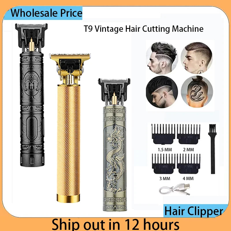 Portable Hair Cutting Machine T9 Vintage Trimmer USB Shaver