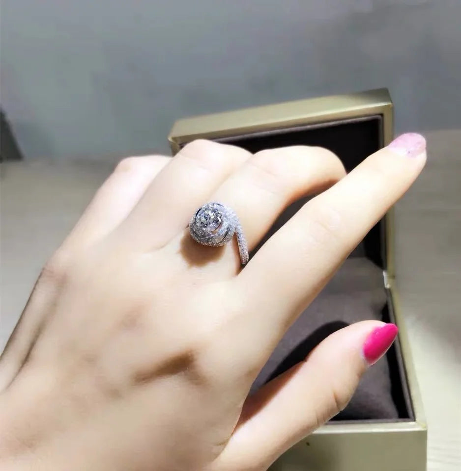 Fashion 925 Sterling Silver Moissanite Engagement Wedding Ring for Women and Men