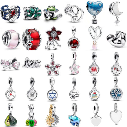 925 Silver Monkey Elephant Sun Moon Bead Pendant Charm