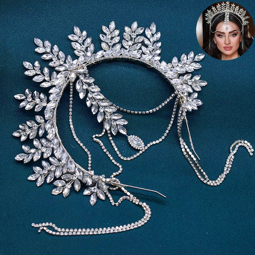 DZ165 Luxury Bridal Crystal Tiara Headband for Weddings and Proms