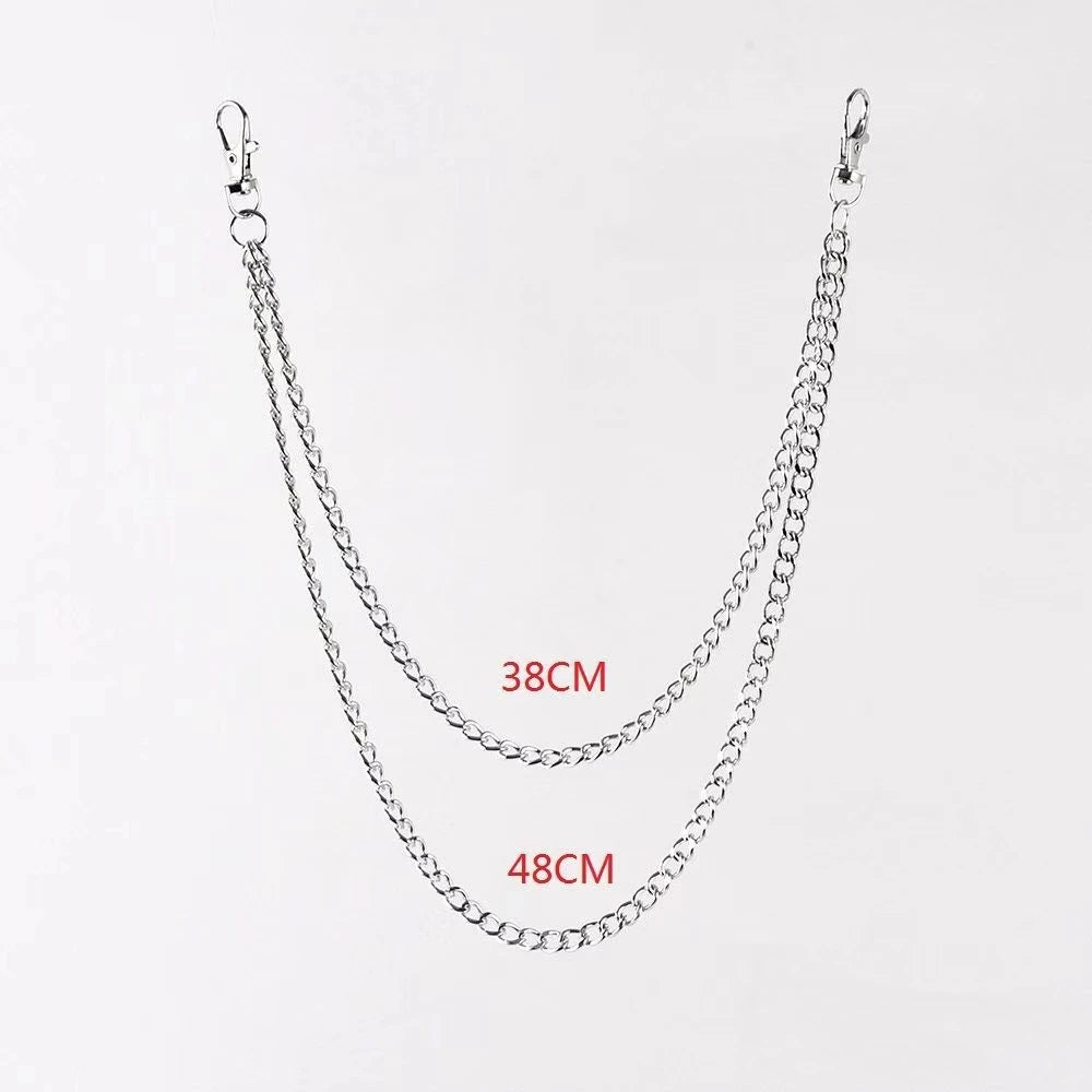 Punk-Inspired Multilayer Metal Jeans Chain Keychain Accessory