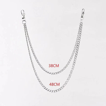 Punk-Inspired Multilayer Metal Jeans Chain Keychain Accessory