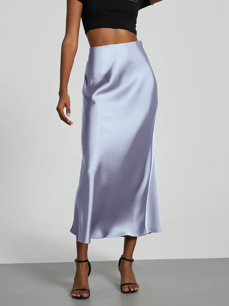 Satin Party Long Skirt High Waist Mermaid Fishtail Women