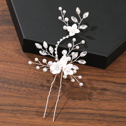 Elegant Pearl Rhinestone Flower Hair Pins for Women Wedding Accessories