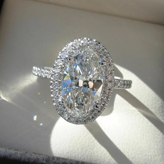 Real Moissanite 925 Sterling Silver Ring for Women Square Round Brilliant Diamond Band Wedding Jewelry Gift