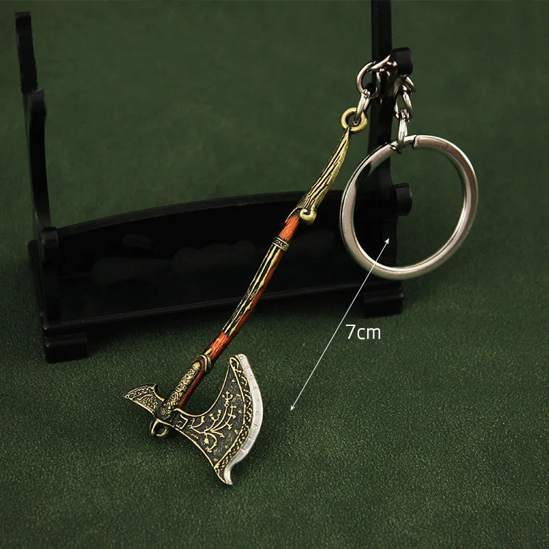 Mini God of War Kratos Blade of Chaos Keychain Metal Model for Men Party Jewelry