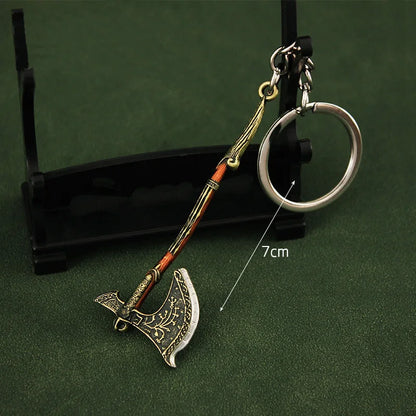 Mini God of War Kratos Blade of Chaos Keychain Metal Model for Men Party Jewelry