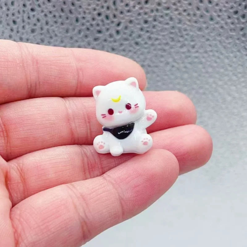 Miniature 3D Cartoon Cat Resin Charms Set for DIY Jewelry and Keychain Creations