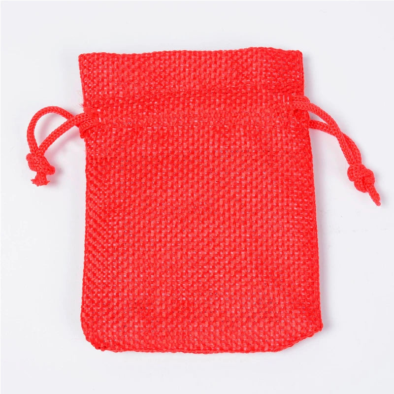 Colorful Cotton Jute Gift Pouches Set of 50 - Customizable Storage Bags for Jewelry and Accessories