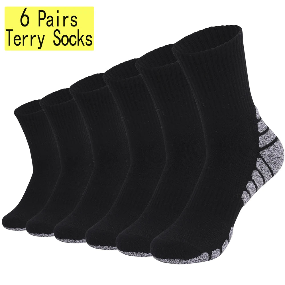 6 Pairs Thermal Winter Hiking Socks Mid Crew Cushion