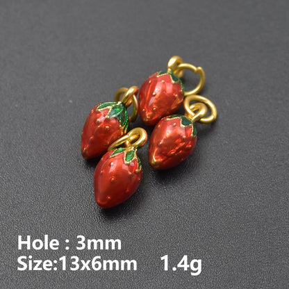 3D Enamel Fruit Charms Set for DIY Jewelry Making Strawberry Grape Pendants 5pcs