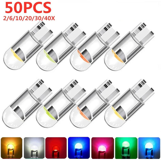 Universal Car LED T10 W5W Canbus Glass COB 6000K Dome Reading License Plate Light Bulb 12V White Blue Red