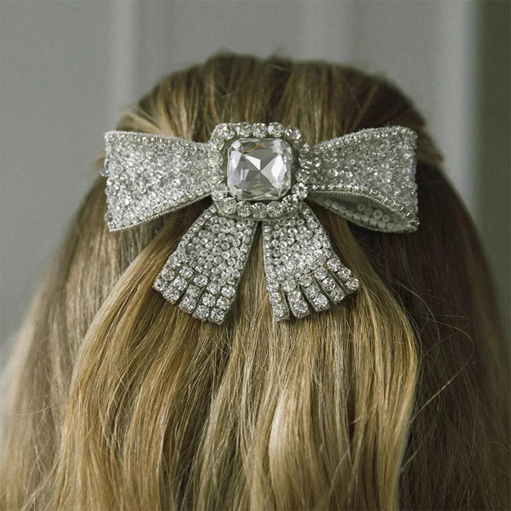 Luxury Rhinestone Bowknot Hairpins for Women Bridal and Wedding Accessories