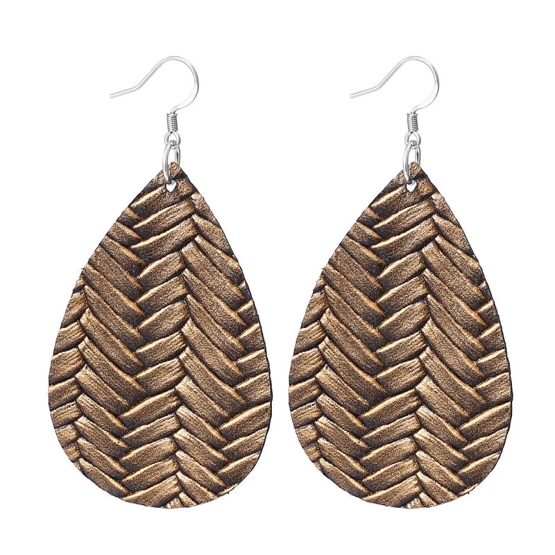 Elegant Faux Leather Teardrop Earrings for Women Lightweight Dangle Fashion Jewelry
