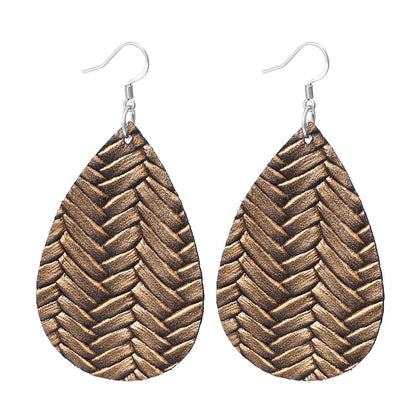 Elegant Faux Leather Teardrop Earrings for Women Lightweight Dangle Fashion Jewelry