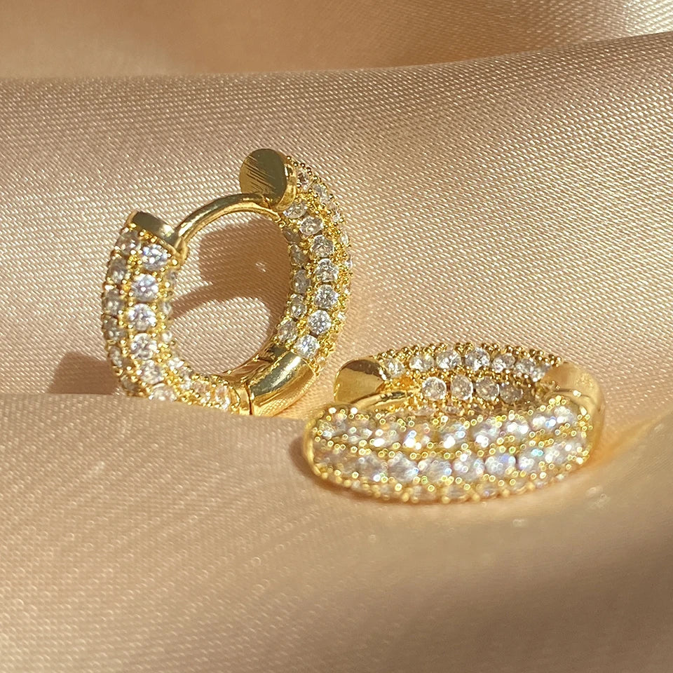 Zakol Turquoise Zircon Hoop Earrings for Women with Brilliant Cubic Zirconia Luxury Party Jewelry
