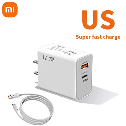 Xiaomi 120W Original Turbo Fast HyperCharge Wall Charger With 6A USB Type C Cable EU US UK Compatible With Xiaomi 13 12 11 Ultra Redmi