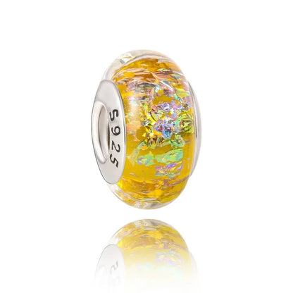 925 Sterling Silver Murano Glass Rainbow Snowflakes Stars Charm for Women Bracelet DIY Jewelry