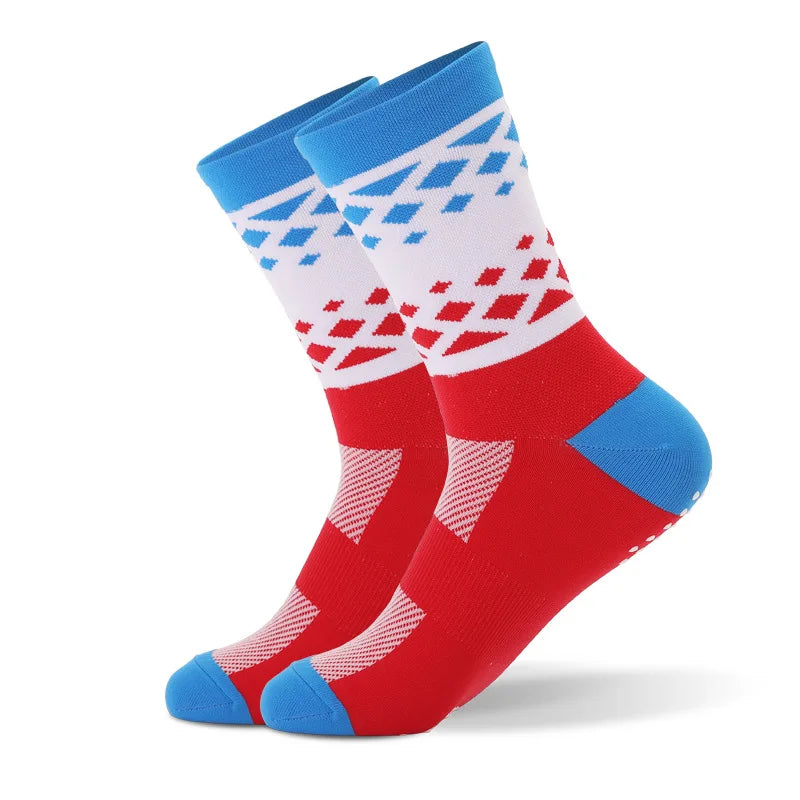 Breathable Anti Skid Mid Calf Sport Socks For Cycling