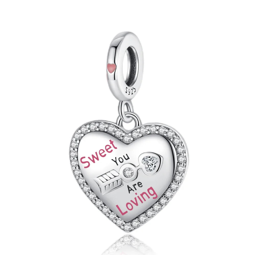 925 Sterling Silver Heart Wings Infinity Charm Gift Box Compatible with Pendant Bracelet Necklace for Ladies DIY Fine Jewelry