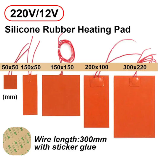 12V 220V Silicone Rubber Heating Pad Flexible Waterproof Heater