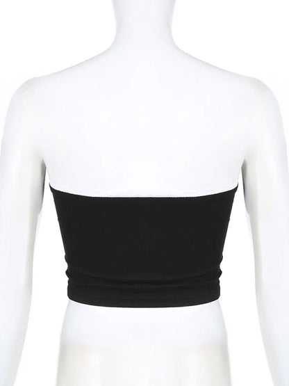 Dozw Women Harajuku Tube Top Bow Detail Cropped Chic