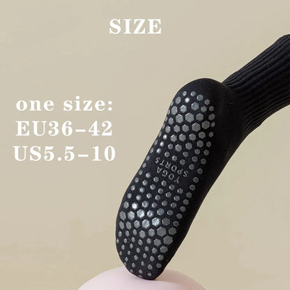 3 Pairs Cotton Anti Slip Yoga Socks Medium Length For Women
