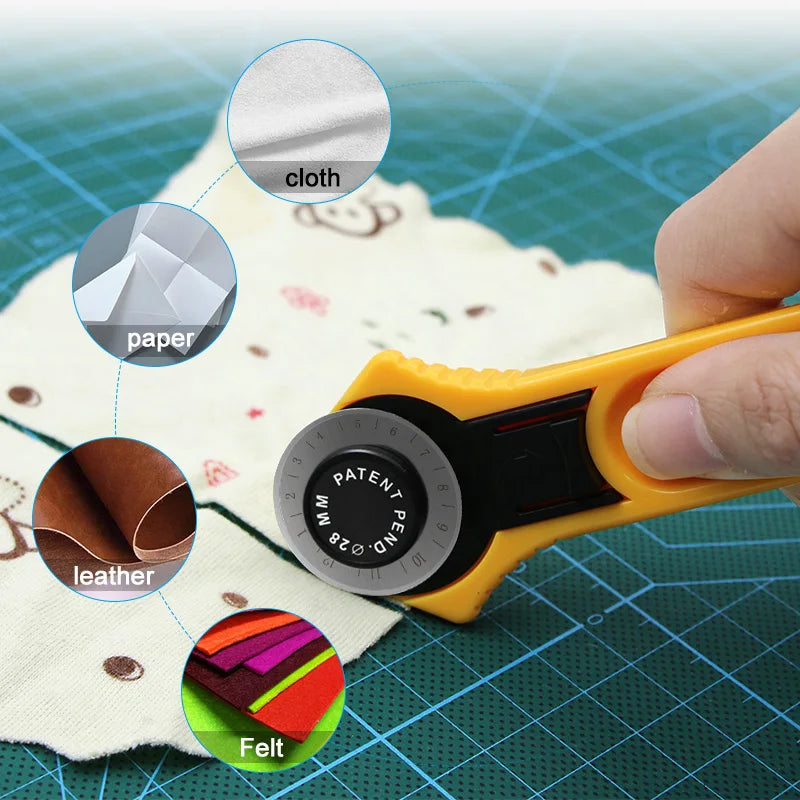 Rotary Cutter Pro - 28mm/45mm Patchwork Roller Knife for Effortless Fabric Cutting
