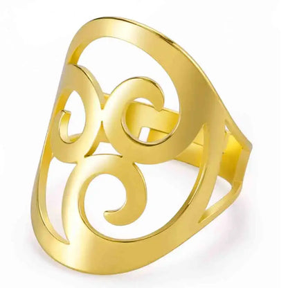 Skyrim Celtic Triple Spiral Triskelion Ring for Couples C gold color resizable