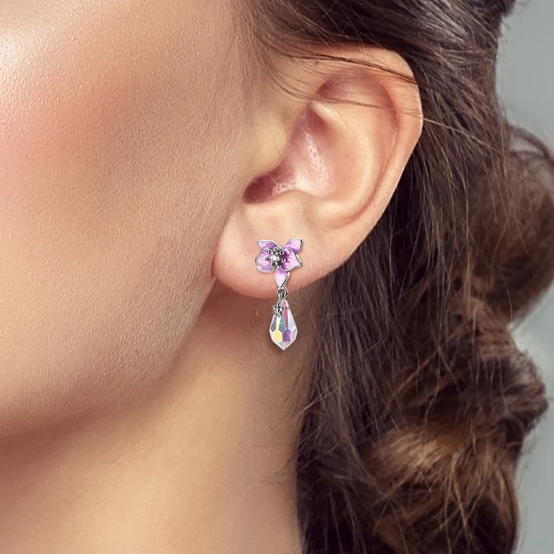 925 Sterling Silver Colorful Butterfly Heart Flower Starfish Bow Geometry Stud Earrings for Women Gift Jewelry Accessories