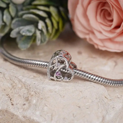 Elegant 925 Sterling Silver Bow Charm with Zircon for Mother's Day Bracelet
