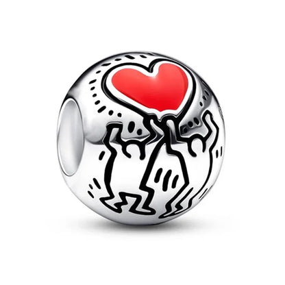 925 Sterling Silver Red Love Bunny Dog Skull Ladybug Flower Zircon Beads Charms for DIY Women Bracelet Necklace Gift