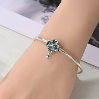 925 Sterling Silver Heart Blooming Rose Full Diamond Zircon Charms Pendant Beads for Bracelets and Necklaces