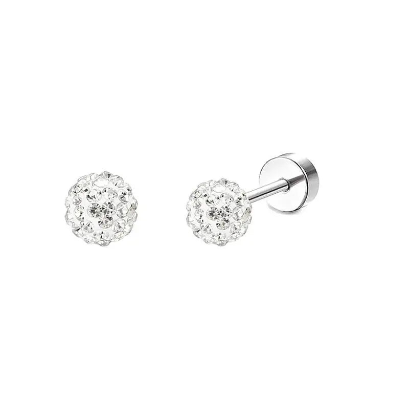 2PCS Set Stainless Steel Heart Moon Stud Earrings for Women Trendy Ear Tragus Cartilage Body Piercing