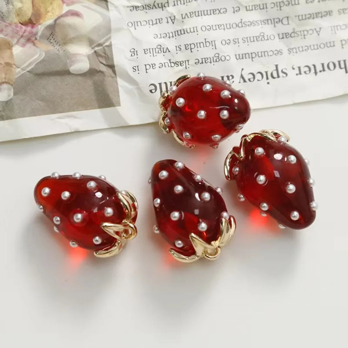 3D Resin Strawberry Charms Set for DIY Jewelry and Keychains
