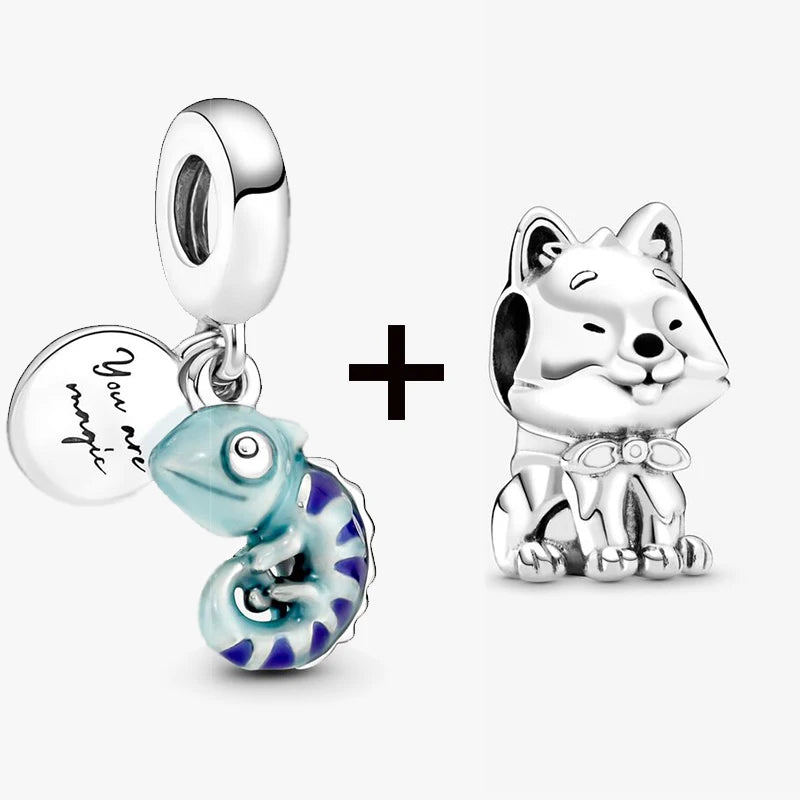 Chameleon and Turtle Pendant Beads for Charm Bracelets Jewelry Gift BD06