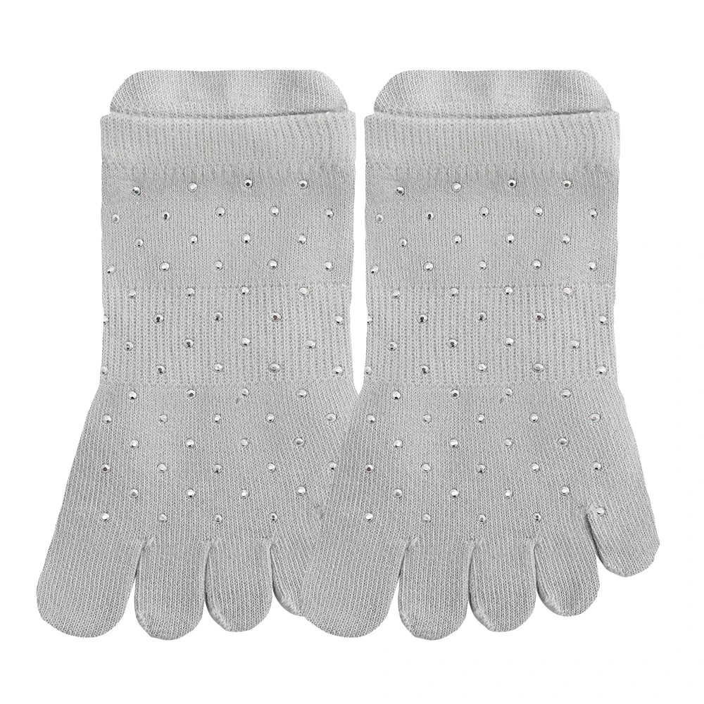 Celebrity Loved Womens Rhinestone Grip Yoga Toe Socks