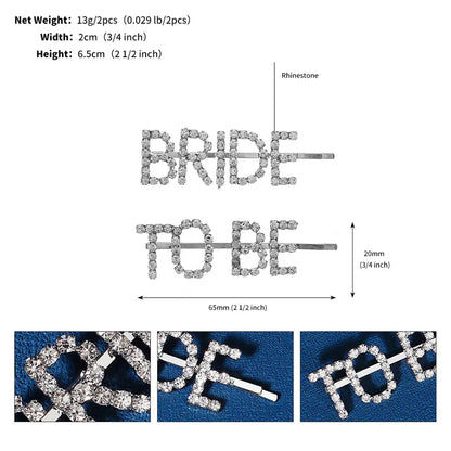 Silver Bride To Be Rhinestone Hair Clips Set - Elegant Barrettes and Hairpins for Stunning Bridal Styles