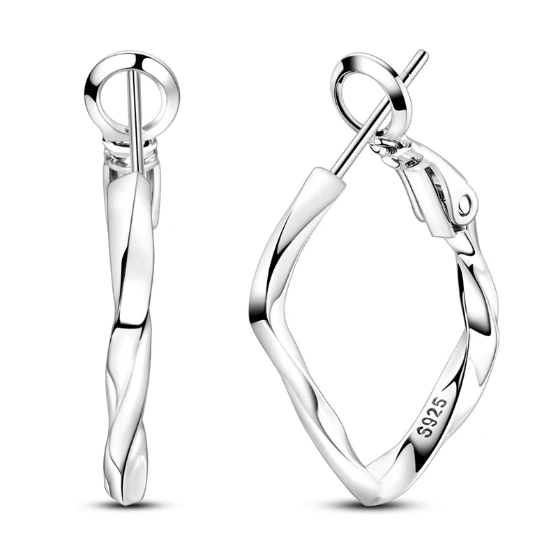 925 Sterling Silver Zirconia Hoop Earrings for Women Engagement Birthday Gift KTE472