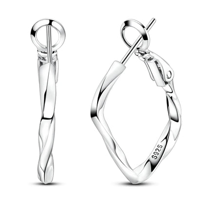 925 Sterling Silver Zirconia Hoop Earrings for Women Engagement Birthday Gift KTE472