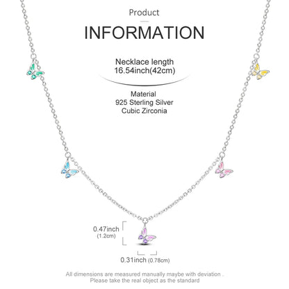 Elegant 925 Sterling Silver Zircon Butterfly Heart Pendant Necklace for Women Anniversary Gift KTN050