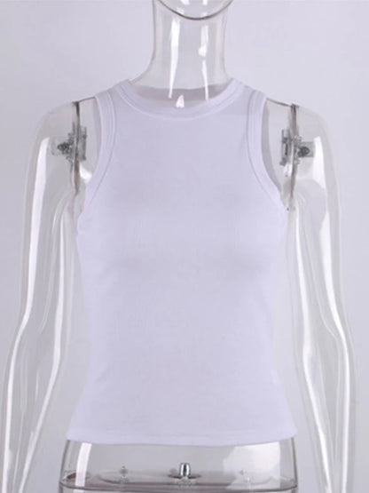 Ribbed Knitted Tank Top For Women Off Shoulder White Black