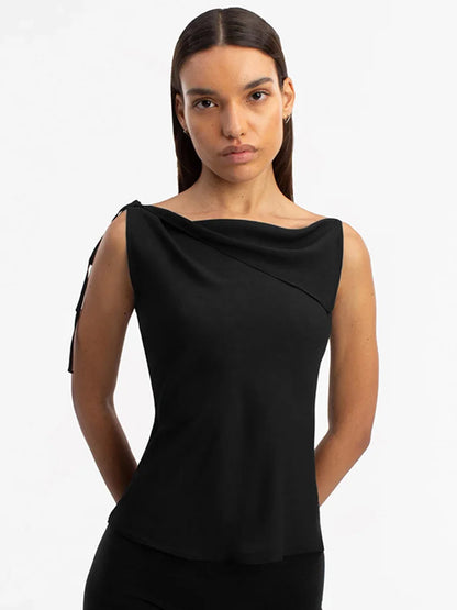 Lace Up Double Layer Irregular Tank Top Women Summer
