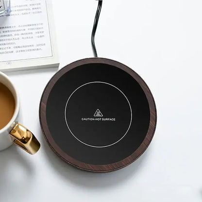 110V/220V Cup Heater Coffee Mug Warmer Electric Hot Plate Round-wood grain