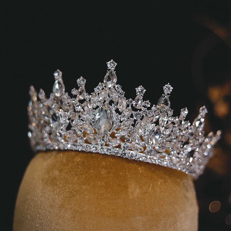 Elegant Crystal Bridal Tiara Crown with Rhinestone Geometric Design for Weddings and Pageants