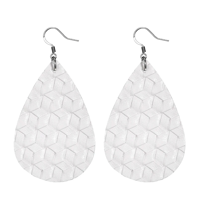 Elegant Faux Leather Teardrop Earrings for Women Lightweight Dangle Fashion Jewelry